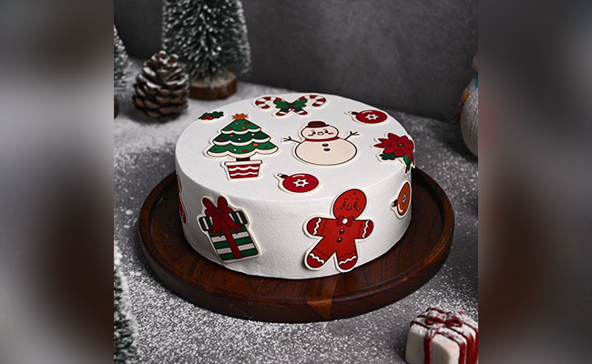 A Christmas Themed Cake A Christmas Themed Cake