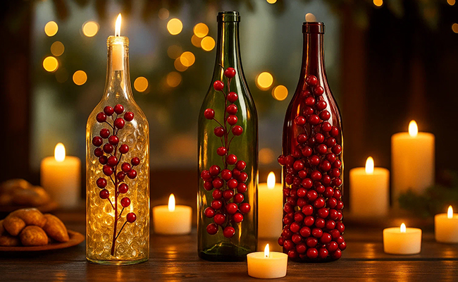 Berry-Filled Bottle Lanterns