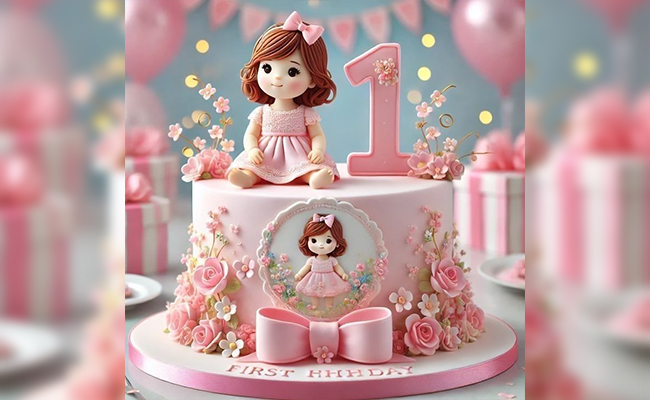 Floral First Birthday Cake