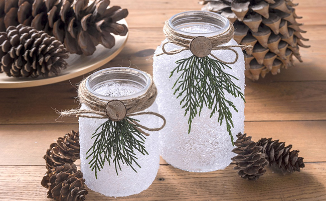 Frosted Jar Candle Holders