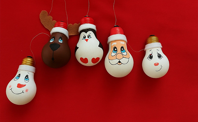 Painted Light Bulb Ornaments