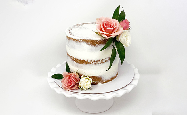 The Naked Cake with Fresh Flowers