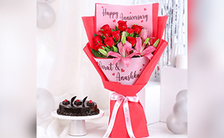 Anniversary Cake and Flower