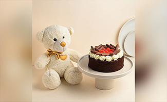 Cake and Teddy Bear for Valentine’s Day Gift