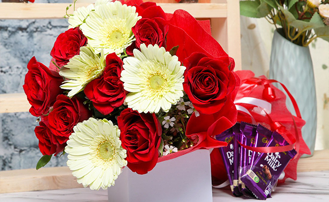 Chocolate with Flowers Combo