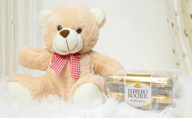 Teddy Bear with Chocolates Combo