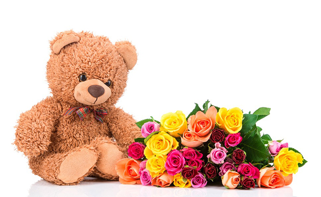 Teddy Bear with Flowers Combo