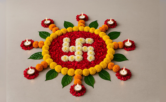 Swastik Flower Rangoli Swastik Flower Rangoli