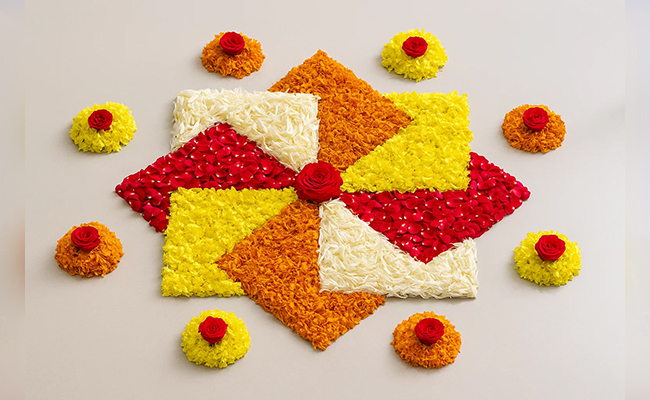 Colour-Block Floral Rangoli Colour-Block Floral Rangoli