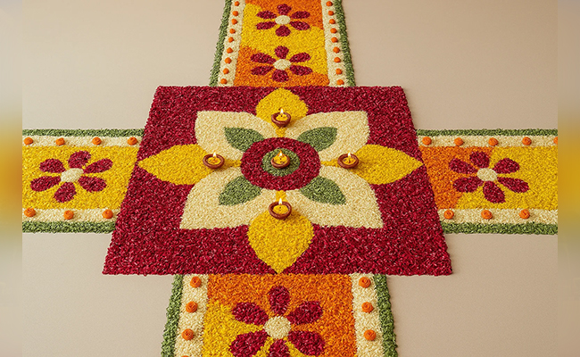 Grand Pathway Floral Rangoli Grand Pathway Floral Rangoli