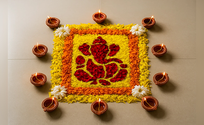 Lord Ganesha Flower Rangoli Lord Ganesha Flower Rangoli